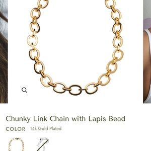 Jane Win Chunky Link Chain two tone with Lapis Bead. Rare piece